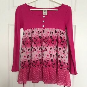 Vintage 725 Originals Girls M Size 10/12 Button Ruffle Hem Stripe Cheetah Print